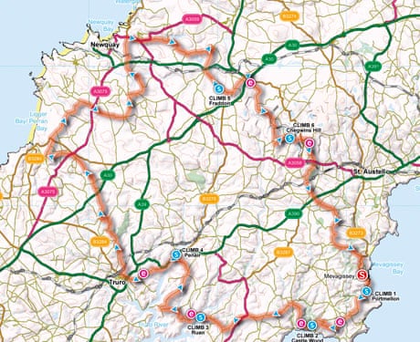 Cornwall map, Great British Bike Rides