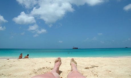 A legsie shot on a Caribbean beach