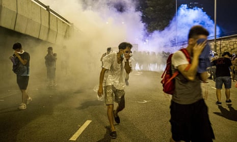 hong Kong protest tear gas