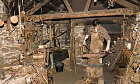 Traditional blacksmith at St Fagans national history museum in Wales