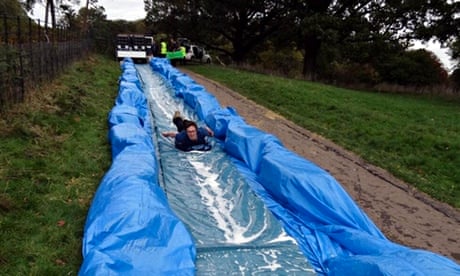 The waterslide gets a test run at Ashton Court last October