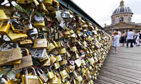 Better to have loved and locked? Padlocks left by couples on the Pont de l'Archevêché in Paris.