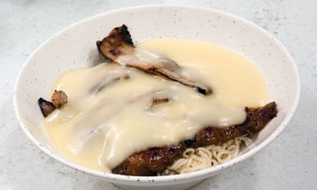 Pork Neck Instant Noodles with Cheese Sauce at Sun Kee, Hong Kong
