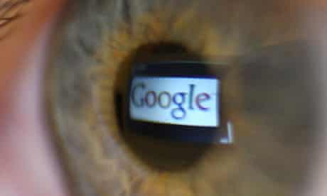 Google logo reflected in eye