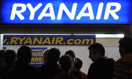 Ryanair desk at airport