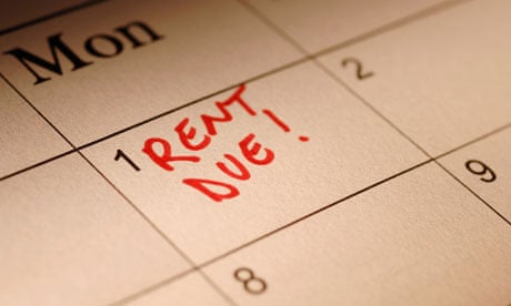 Calendar marked to show rent due