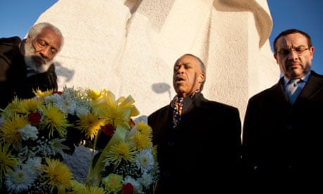 A prayer is recited at the Martin Luther King, Jr. Memorial in Washington