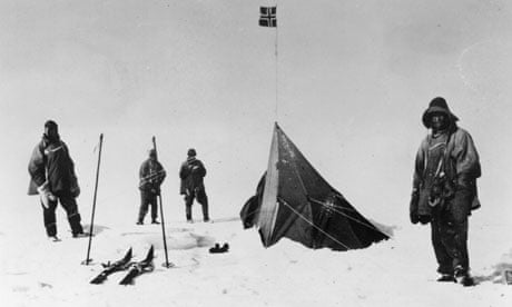 Members of Captain Scott's party discover the tent of Roald Amundsen in 1912