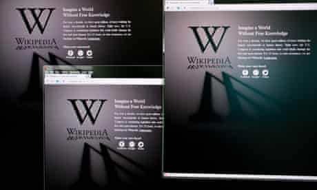 wikipedia blacked out page in protest against proposed US laws to stop online piracy