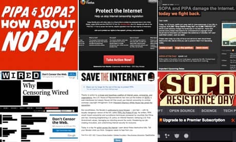 Websites protest against SOPA and PIPA on JAnuary 17 2012