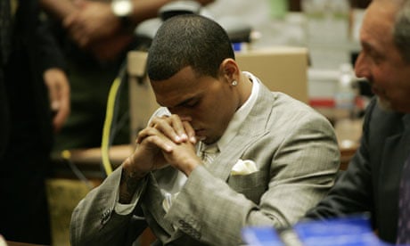 Chris Brown during his hearing at the Los Angeles Courthouse