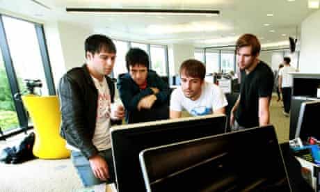 The Cribs in the Guardian office 