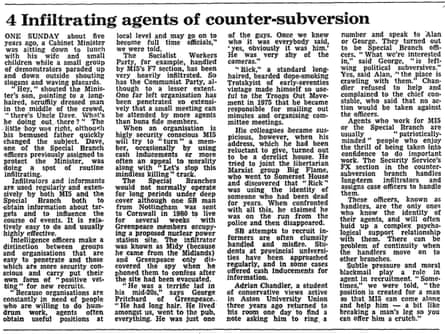 The Guardian article from 18 April 1984 reporting the confrontation with Gibson