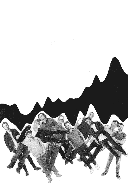 animated collage shows a row of women ascending, with a black gap between them and a bunch of men who are falling all over each other. the black gap looks like a graph and widens as it goes to the right
