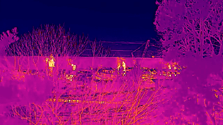 Thermal video showing emissions at an industrial facility.