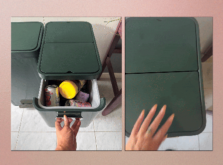 A top down image of a Caraway 45L 2-Drawer Recycling Bin