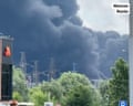 Refinería de petróleo rusa en llamas tras el ataque de drones ucranianos en Moscú