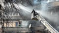 Firefighters tackle blaze after drone attack in Kramatorsk