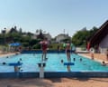 Families enjoy local swimming pools in western France