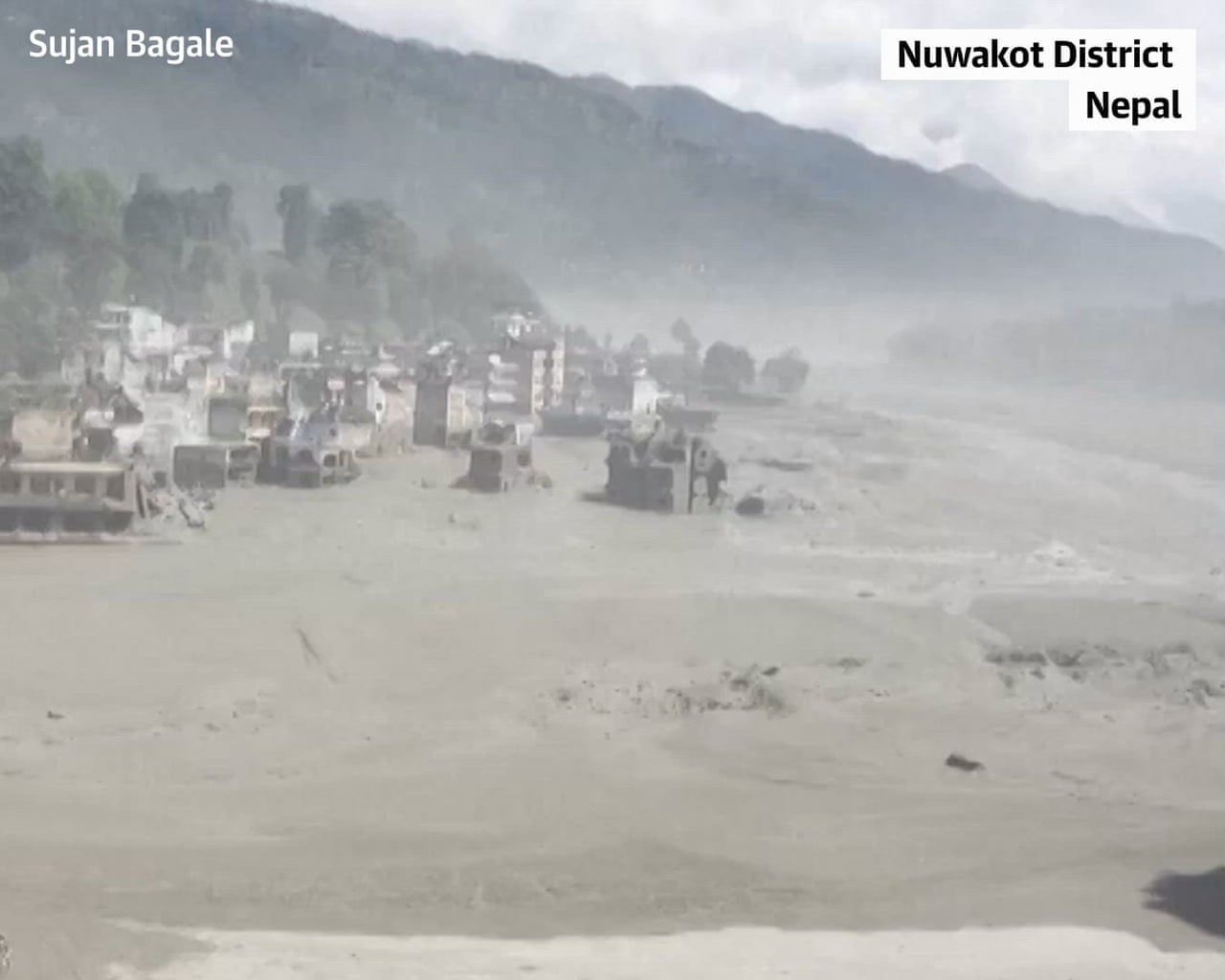Footage shows scale of floods in Nepal