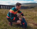 On the trail: Pete Wise tries out one of the backpacks