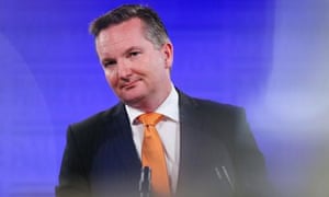 The shadow treasurer, Chris Bowen, gives his budget reply address at the National Press Club on Wednesday.