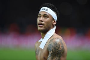 Neymar after the final whistle goes to confirm Barcelona’s fifth Champions League title.