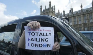 Black cab drivers in London protest