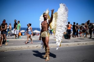 This feathered angel was one of the many beautiful costumes among the crowd at Copacabana