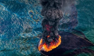 Oil spill fire