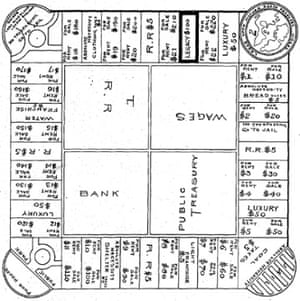 Lizzy Magie's original board design for the Landlord's Game, which she patented in 1903