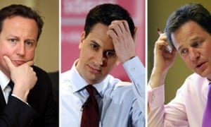 David Cameron, Ed Miliband and Nick Clegg