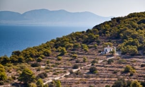 The hillside village of Vagia on Aegina, Greece