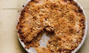 'A jug of double cream or a pot of crème fraîche might be in order here': apricot crumble tart.