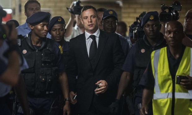 Oscar Pistorius arrives at the High Court in Pretoria today.