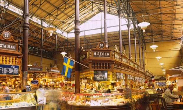 Interiors of a market, Saluhall Market, Ostermalms, Stockholm, Sweden