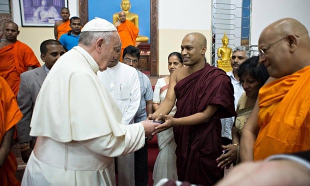 Pope Francis visits the Agrashravaka temple in Colombo