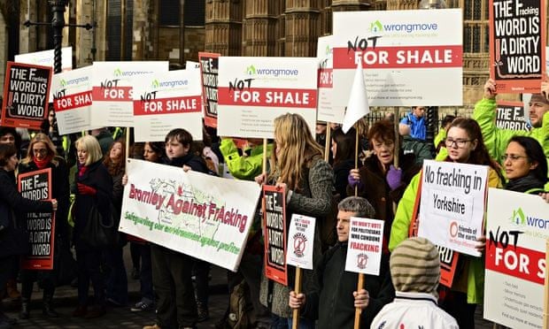 Anti-fracking demonstrators at Parliament