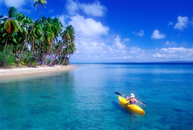 Sea kayaking in Fiji, South Pacific Ocean