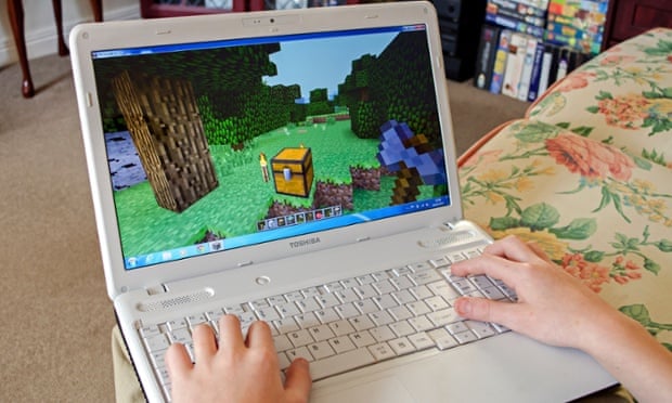 Minecraft game on laptop