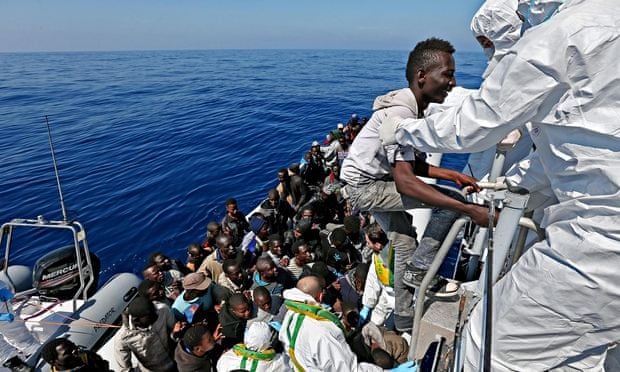 220 migrants rescued by an Italian ship in the Mediterranean sea