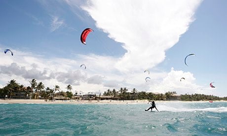 kite boarding at kite beach in the Dominican Republic