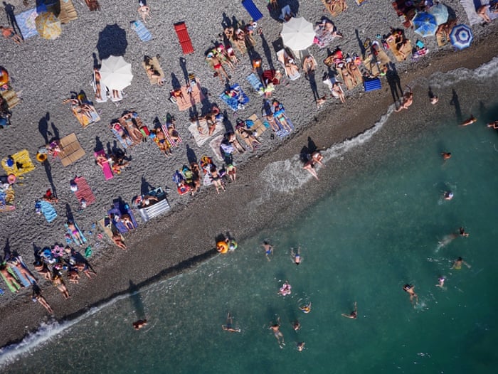 Abkhazia: Russian holidaymakers on the beach.