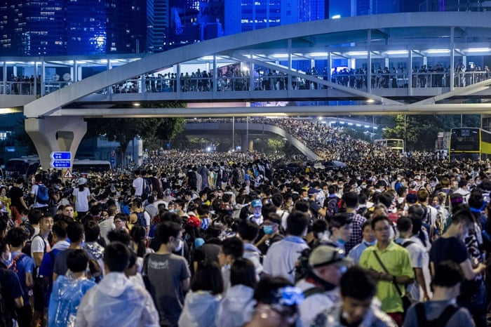 Pro-democracy protesters demonstrate in Hong Kong.