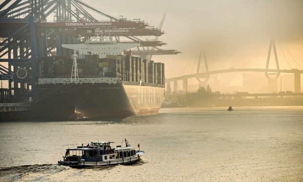 BESTPIX  World's Largest Container Ship Docks At Hamburg Harbour